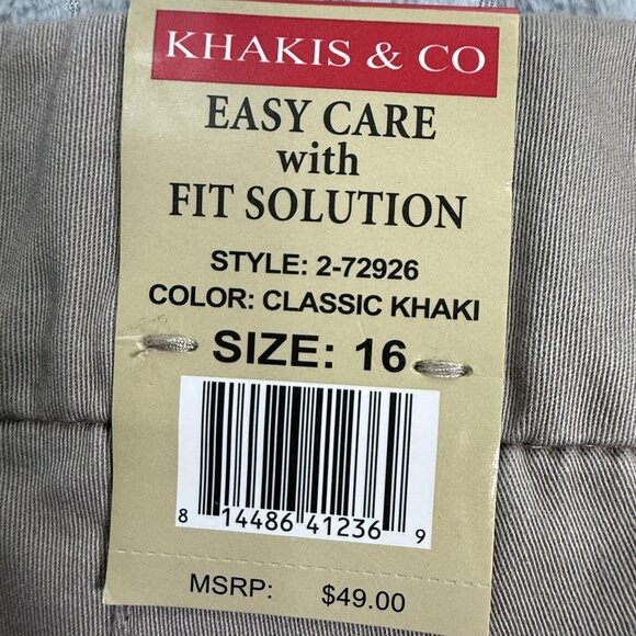 Khakis & Co Pants Womens 16 Classic Khaki Easy Care Stretch Tummy Control Chino - Picture 4 of 9